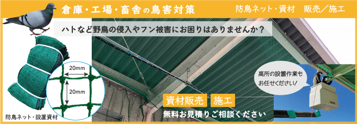 防鳥ネット販売・施工　承ります