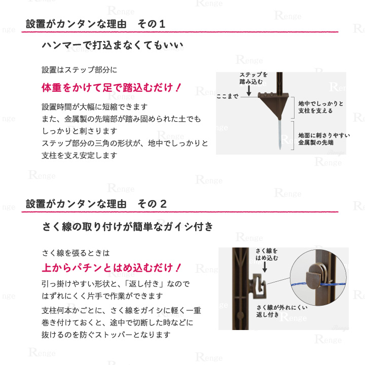 タイガー 電気さく用支柱 足踏み式 設置がラクにできる理由